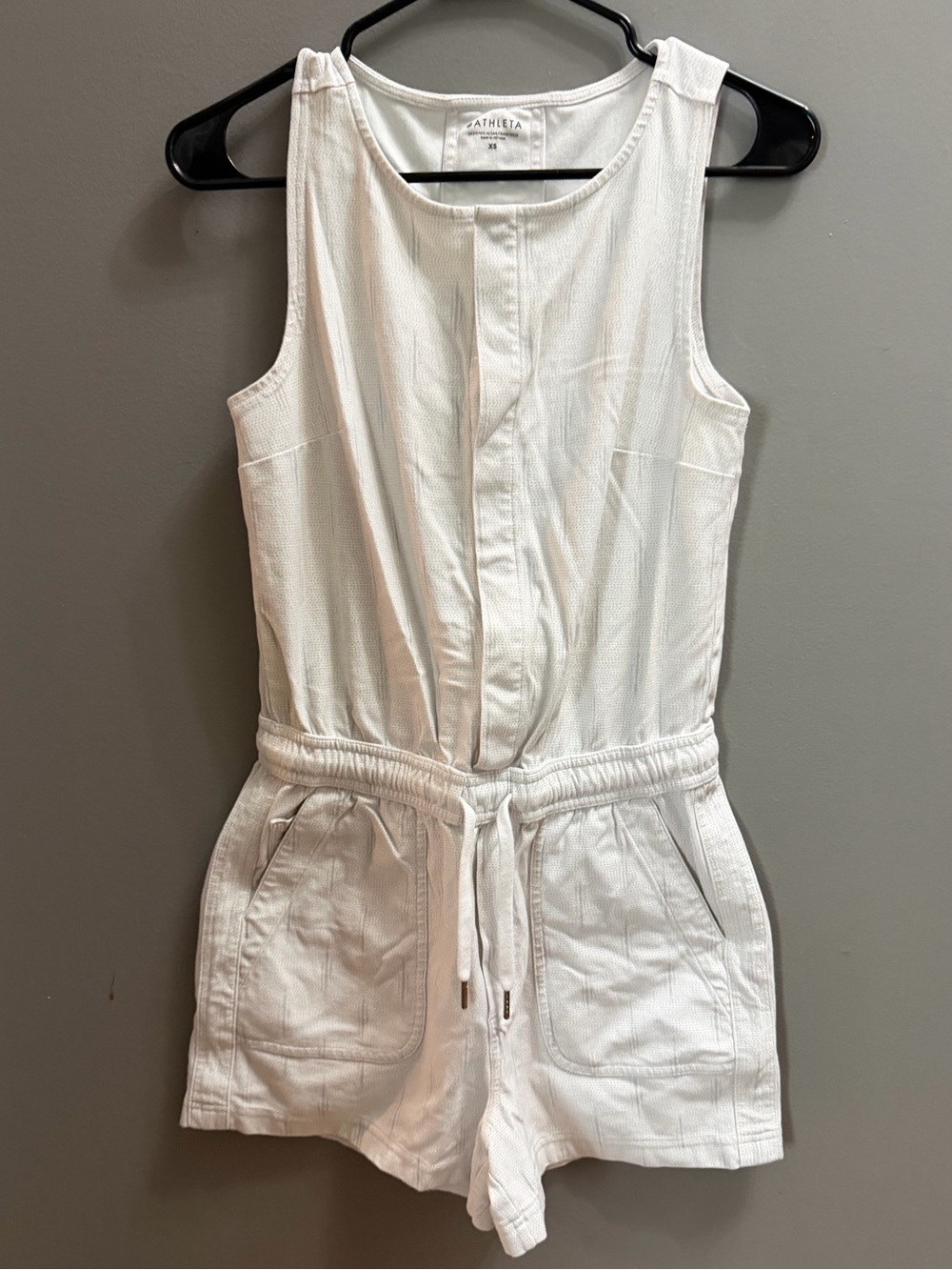 Athleta White Soft-Fabric Top with Logo Print